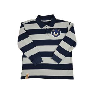 Boys Sonic The Hedgehog Long Sleeve Polo Blue Striped Rugby Shirt Large Blue